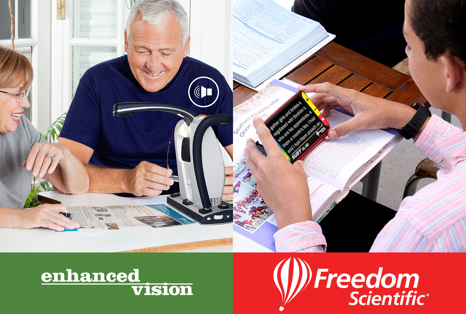 Authorised distributor for low vision products from Enhanced Vision and Freedom Scientific